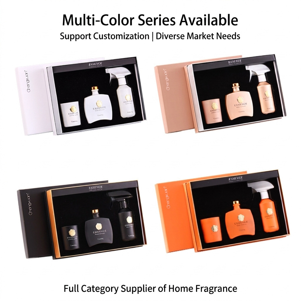 Premium 3-piece fragrance gift set | reed diffuser + room spray + smokeless candle