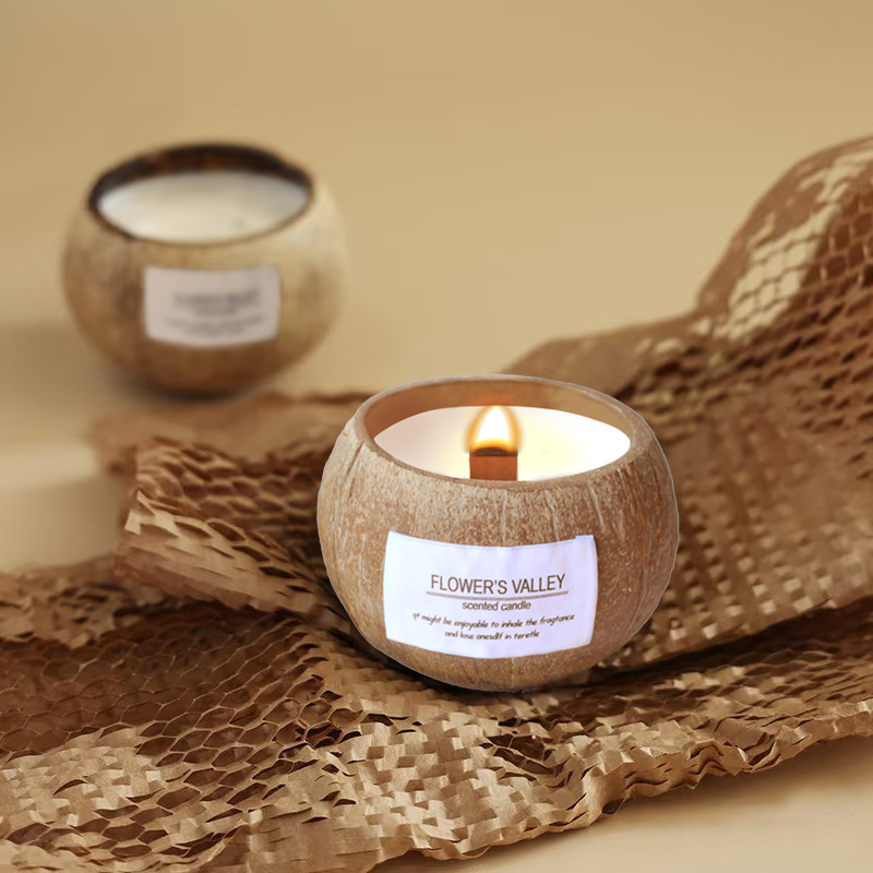 Coconut shell scented candle | handmade soy wax | bedroom decor | gift box wholesale