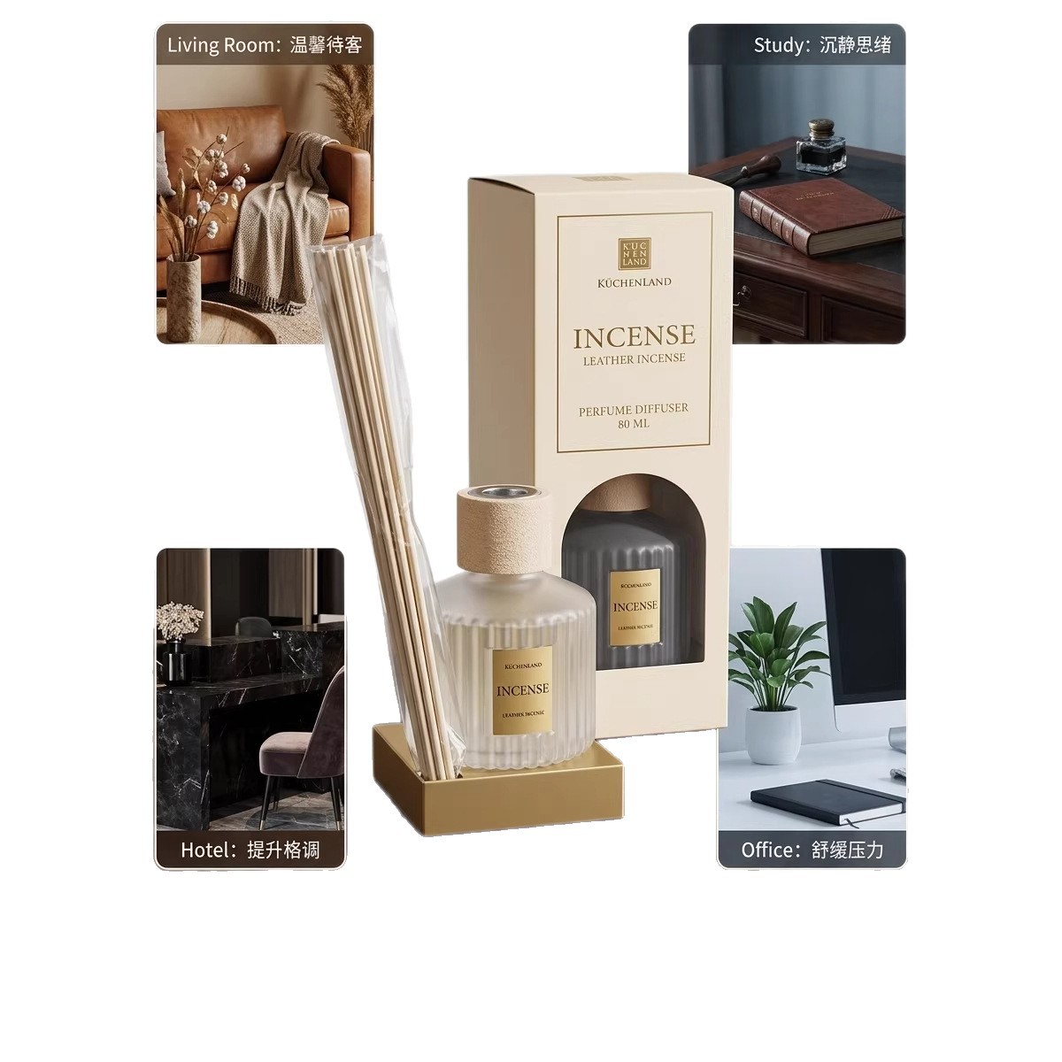 Nordic-Style Flameless Diffuser | 80ml Wood-Scented Aroma | Customizable | Factory Direct Home Fragrance