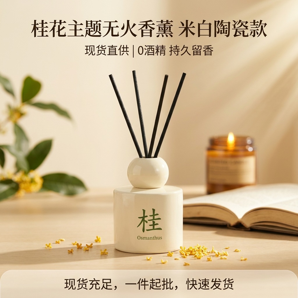 150ml osmanthus reed diffuser | glass bottle flameless fragrance | premium home & hotel aroma