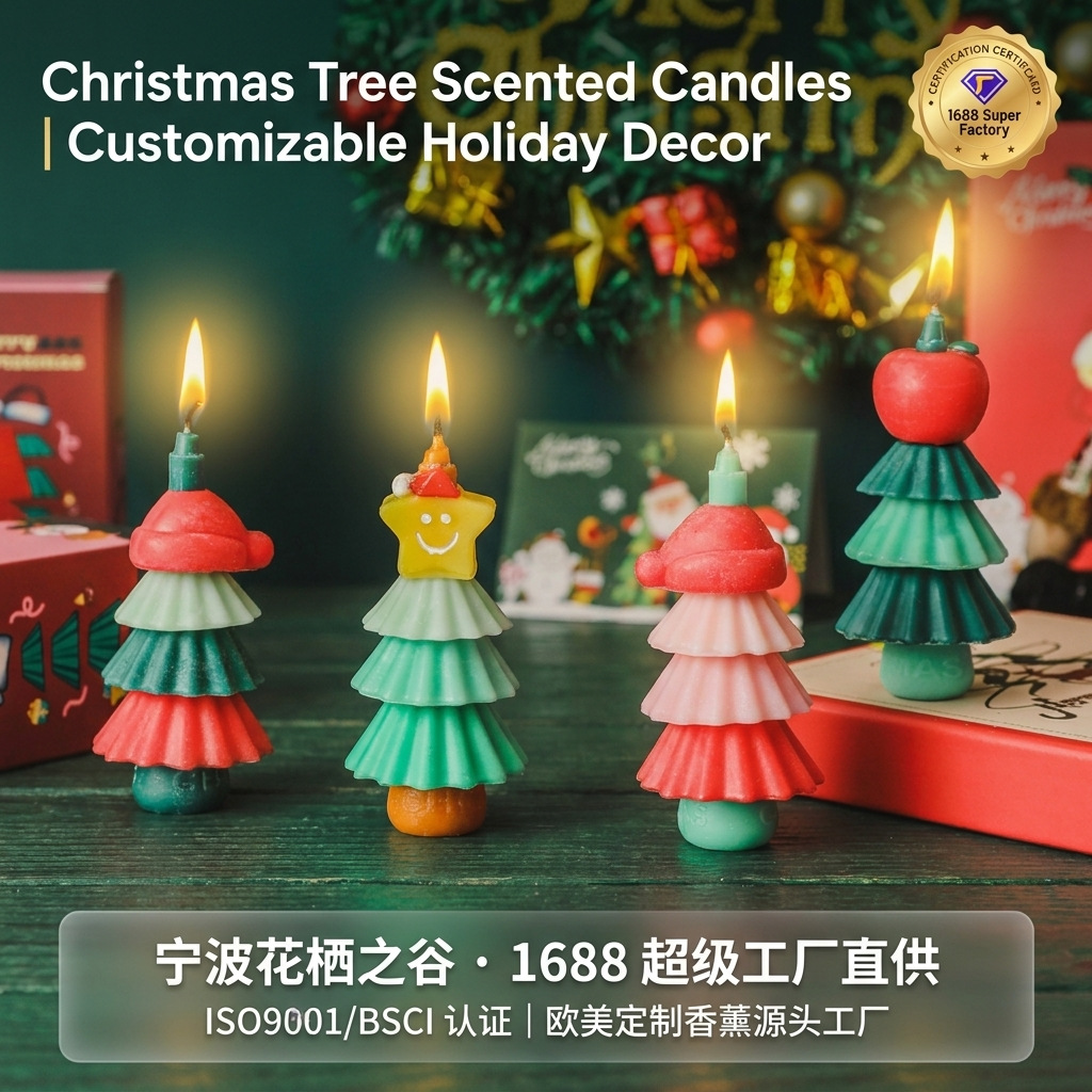 Stackable Scented Candles | Festive Mood | Handmade Gift | Christmas Tree Theme