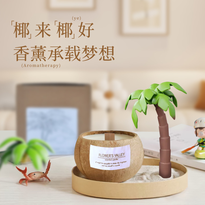 Coconut shell scented candle | handmade soy wax | bedroom decor | gift box wholesale