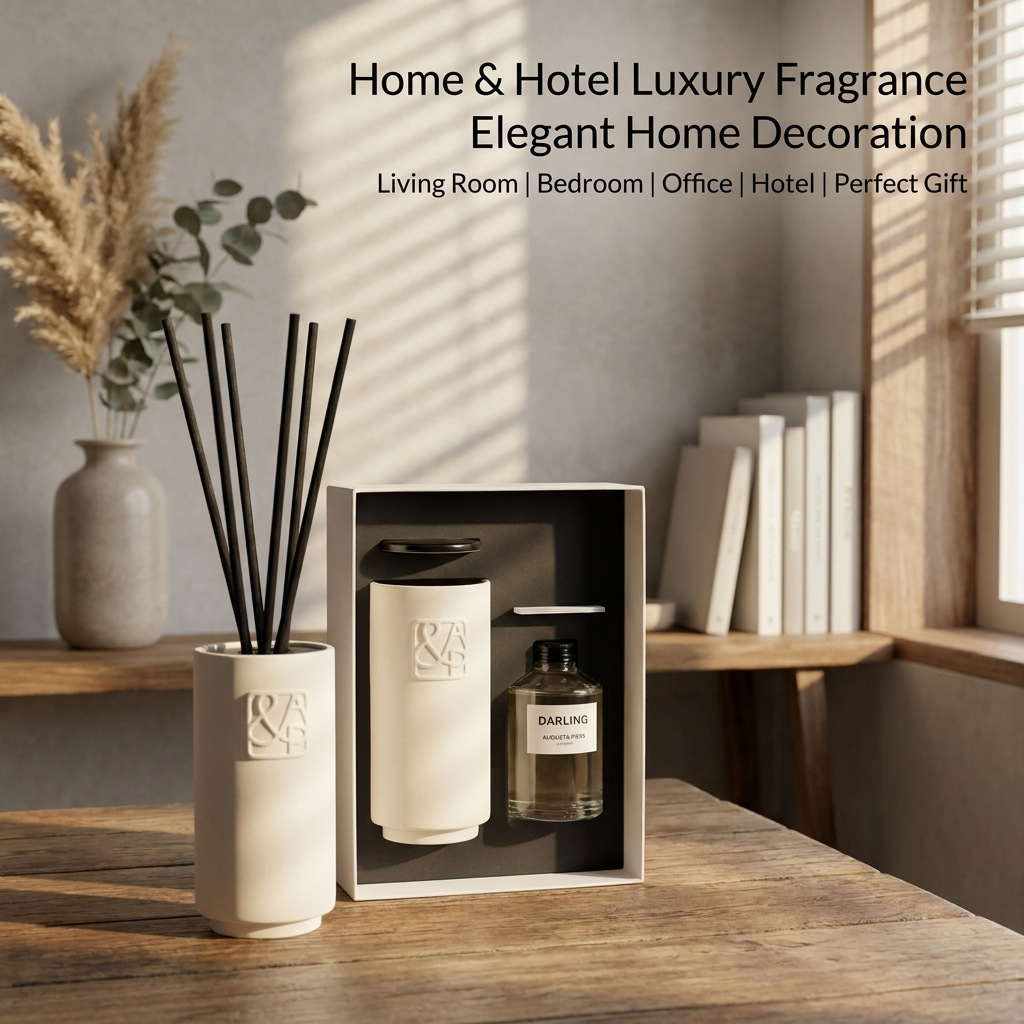 Elegant White Ceramic Reed Diffuser | Luxury Gift Box