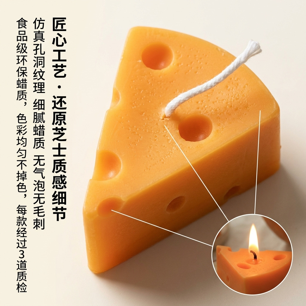 Cheese-Scented Soy Candle | Cute Kawaii Design | Gift for Friends | Long-Lasting Home Fragrance